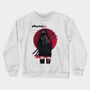 Cool Japanese Girl Samurai Crewneck Sweatshirt